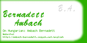 bernadett ambach business card